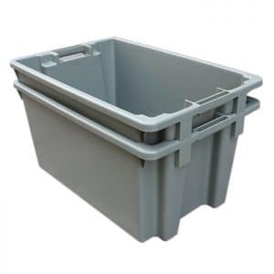 2 New Grey Plastic Storage Crates Box Container 125L 
