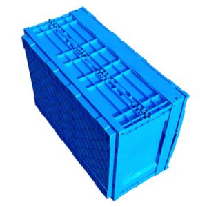 Fold-It Lotus USA Foldable Stackable Crate with Lid 60 Quart, Blue 